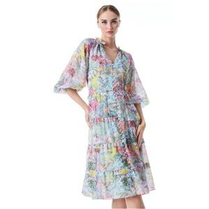 NEW Alice + Olivia Layla Midi Dress Lola’s Dream Rare Printed Size Small Graphic